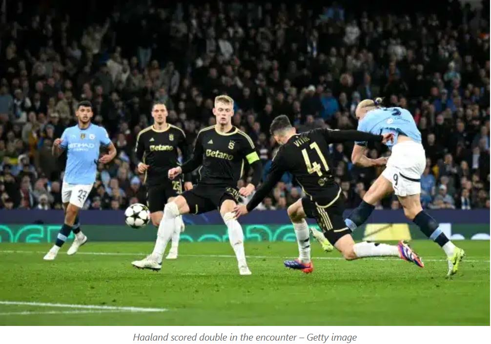 UCL: Haaland’s wonder goal lights up Man City’s 5-0 rout of Sparta Prague